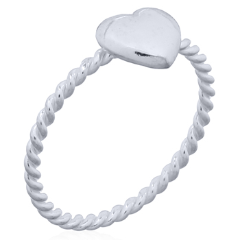 twisted rope heart stack ring