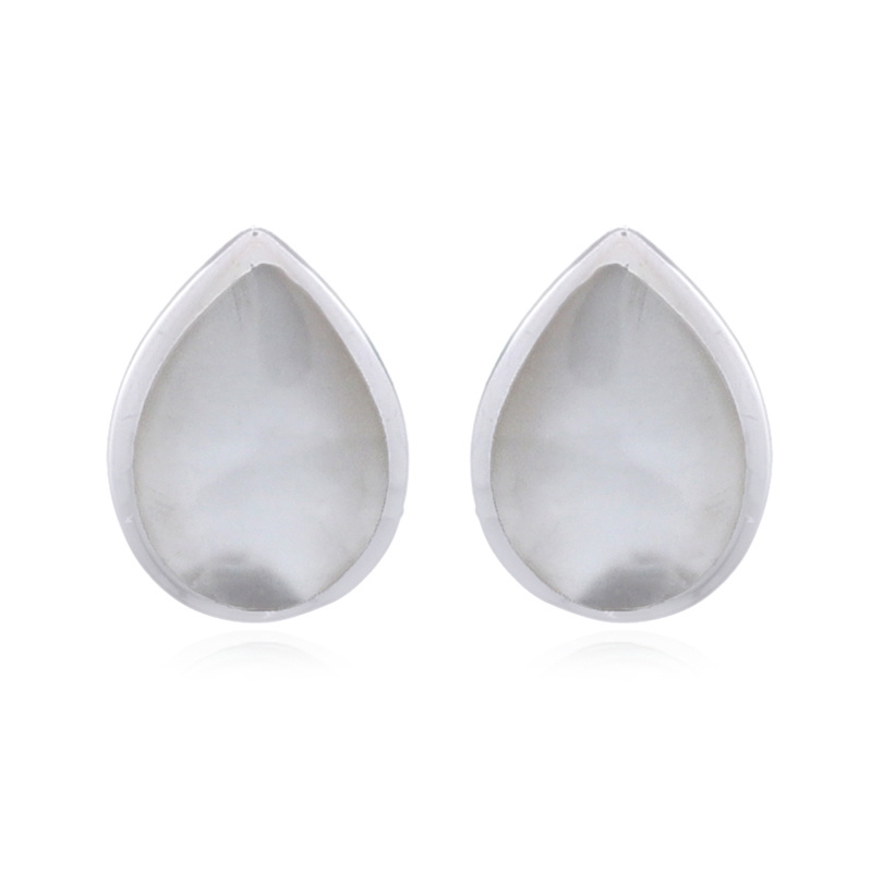 Silver Raindrop Mother of Pearl Stud Earrings