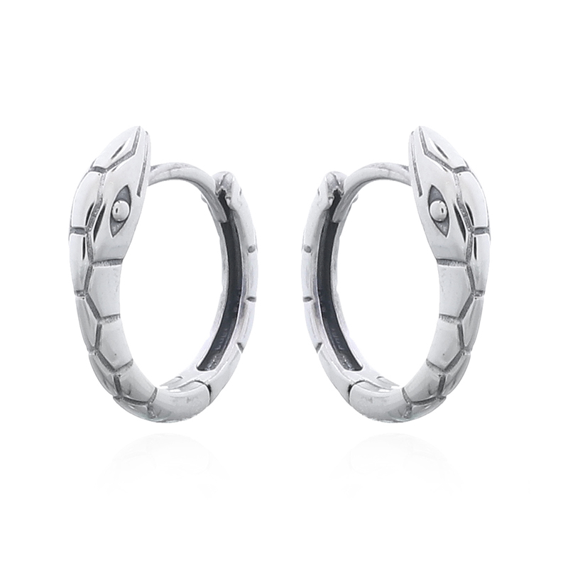 925 silver snake motif hoop earrings